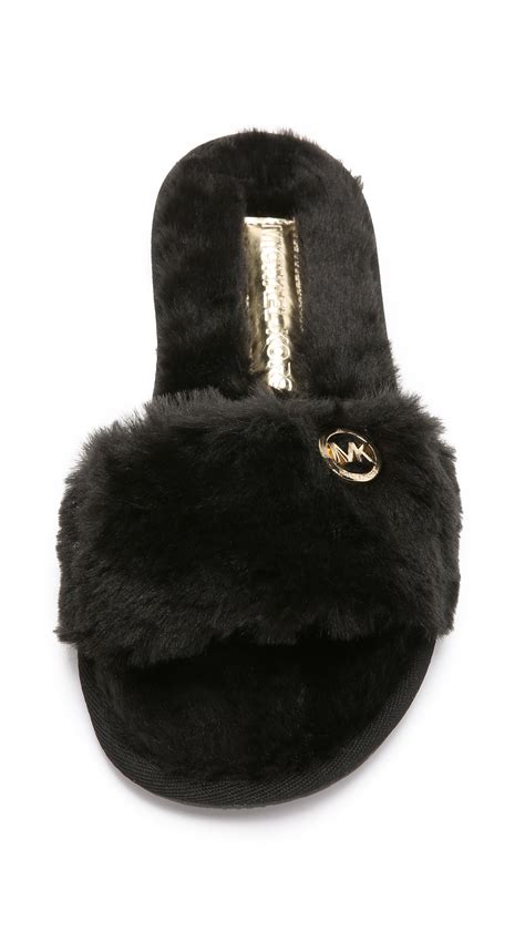 michael kors slippers canada|michael kors black fuzzy slipper.